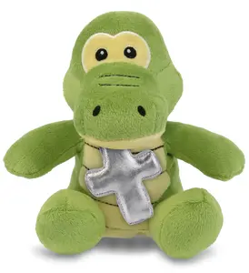 DOLLIBU Metallic Cross Soft Plush Gator Stuffed Toy - 6-in Cute-Shaped Fluffy Toddler-Safe Stuffed Animal for Kids, Cute-Shaped Stuffed Toys, Fluffy Stuffed Toys