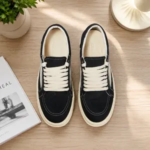 Men'S Twill Canvas Low-Top Casual Shoes, Women'S Sneakers, Owen Shoes, Men'S Lace-Up Black Canvas Shoes, Retro Flat Sneakers