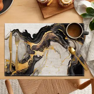 Marble Pattern Place Mat, 1/4/6/8/12pcs Elegant Heat Resistant Non-slip Placemat, Kitchen Decorative Placemat, Kitchen Dining Table Decor for Home Party Picnic, Coasters
