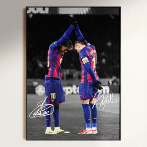 Lamine Yamal & Raphinha Poster, Signed Football Poster (Frame Not Included)