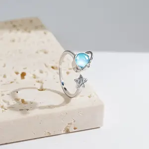 Adjustable Planet Anxiety Rings for Daughter Fidget Ring for Anxiety Relief Moon Star Spinner Ring Stress Relief Spinning Rings for Teen Girls Jewelry Birthday Gift for Women with a Gift Card Summervibes