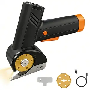 Cardboard Cutter, 4 Speeds Adjustment 4.2V Cordless Electric Scissors, Cardboard Box Cutter with LED Light Safety Lock & Extra Blades, Electric Box Cutter for Fabric, Cardboard, Leather, Carpet-Black