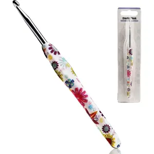 5mm Crochet Hook, Ergonomic Handle for Arthritic Hands, Soft Rubber Grip Extra Long  Knitting Needles for Beginners and Knitting Crocheting Yarn (5mm)