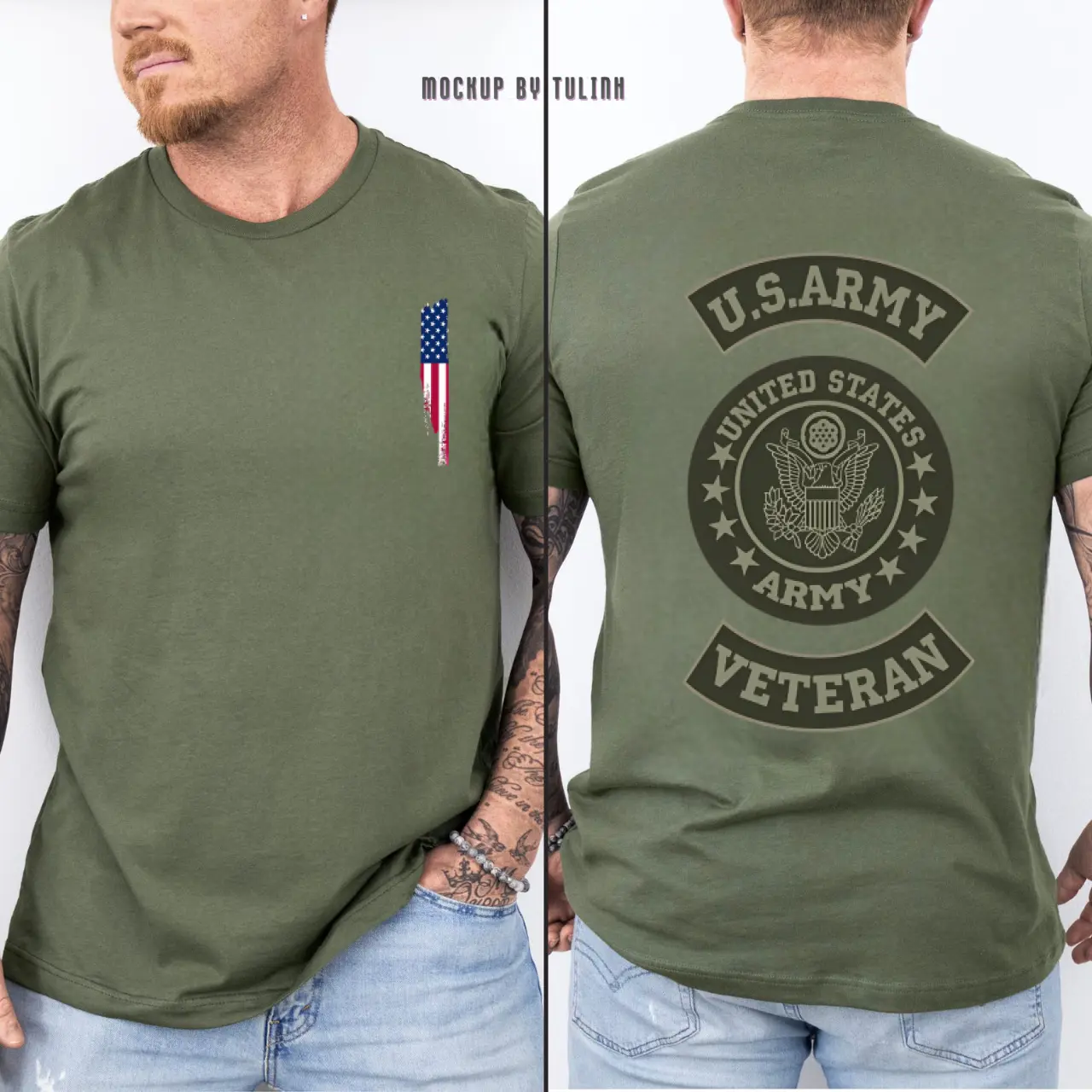 Menswear Short-Sleeve Casual Top - U.S. Army Veteran T-Shirt, Patriotic American Flag Graphic Tee for Veterans