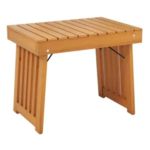 COSTWAY - Patio Foldable Side Table with Slatted Tabletop for Backyard