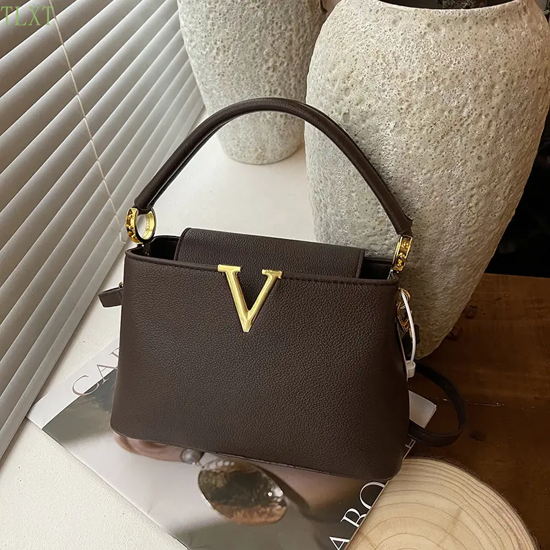 TLXT Elegant 2025 New Style / Single-Shoulder Crossbody Bag - Minimalist Lychee Texture Small Square Handbag with Zipper Closure, //Wine /, Versatile for Casual &