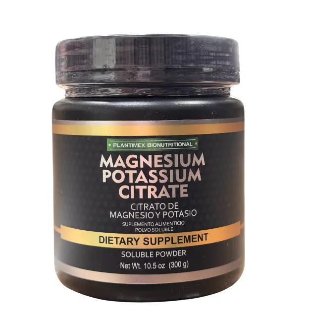 Plantimex Bionutritional Magnesium Potassium Citrate Powder - 10.5oz (300g) Healthcare Dietary Natural Supplements, Lactose-Free, Alcohol-Free for Energy & Relaxation