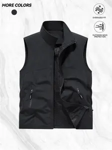 Loose Fit Solid Color Pocket Fishing Vest Unisex, Trendy Versatile Waistcoat for Outdoor Sports, Home Office Use, Perfect Gift for Boyfriend