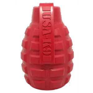 True Dogs USA-K9 Grenade Durable Rubber Chew Toy & Treat Dispenser for Power Chewers - Reduces Boredom & Problem Behaviors - Made in USA - FDA Compliant & Dishwasher Safe