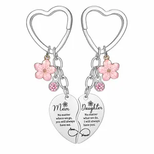 Mother-Daughter 2-Pc Heart Matching Keyring Set, Fashion Costume Jewelry Accessory, Ideal Gift for Mom from Daughter on Mother's Day, Christmas keychain exquisite edc