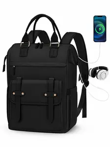 Women's Laptop Backpack, 15.6 Inch Waterproof Work Bag, Zip Backpack, USB Charging, Large Capacity, Anti-Theft, Travel & Business Use