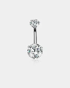 Double Round CZ Titanium Belly Ring