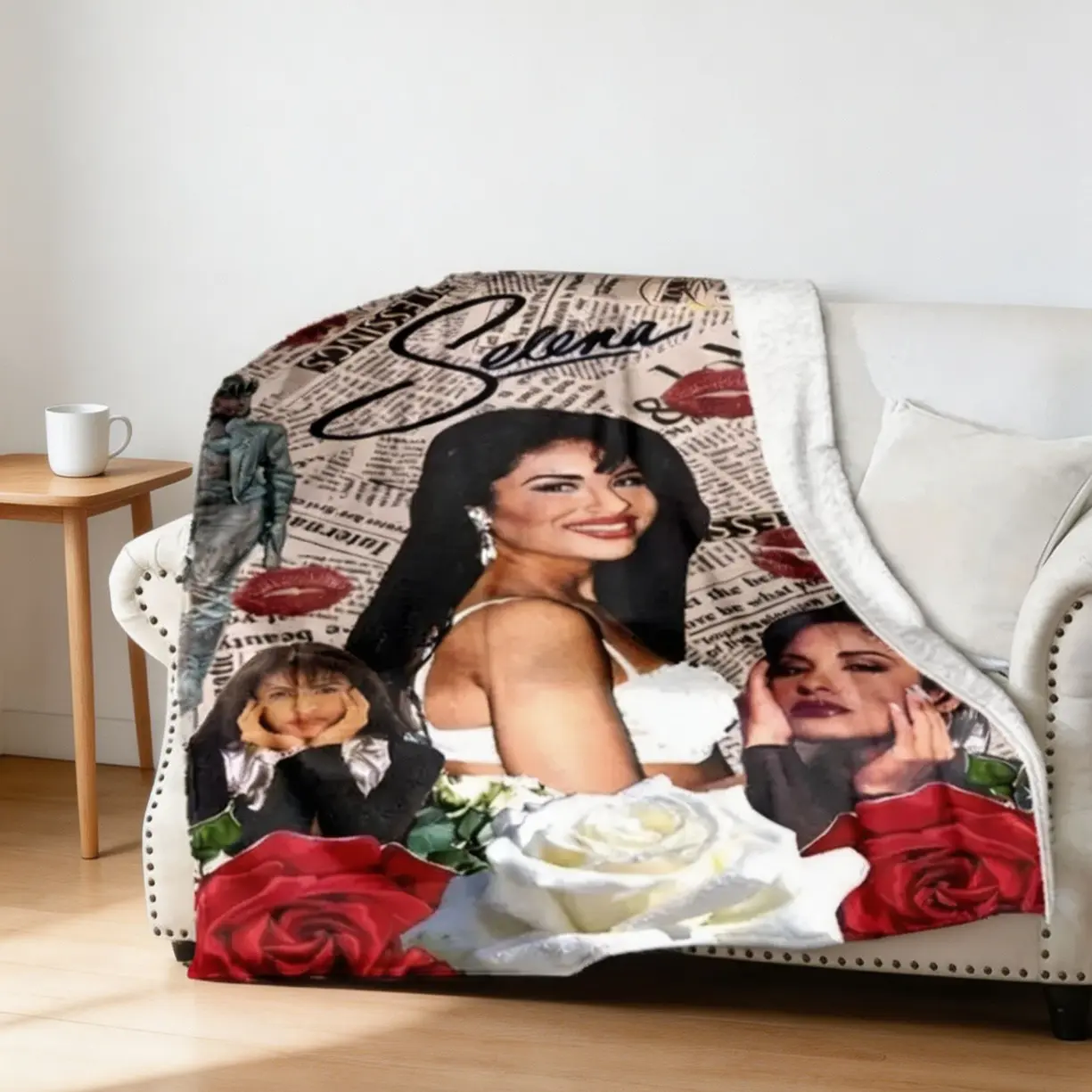 Selena Quintanilla Vintage Flannel Blanket, Soft Warm Plush Throw for Sofa Bed Travel, Cozy Gift Blanket for Adults & Kids