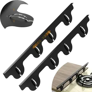 Stove Gap Covers 304 Stainless Steel Oven Side Gap Filler 2 Pack Retractable 13.8" to 27.5" Spring Clip Design Black