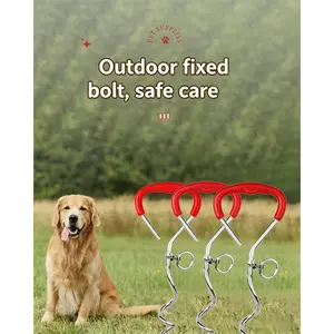 Heavy-Duty Dog Tie-Out Stake with 360° Swivel Anchor, Upgraded Non-Slip Handle & No-Tangle Spiral Ground Tether for Large Dogs, Ideal for Camping & Outdoor Lawn Use