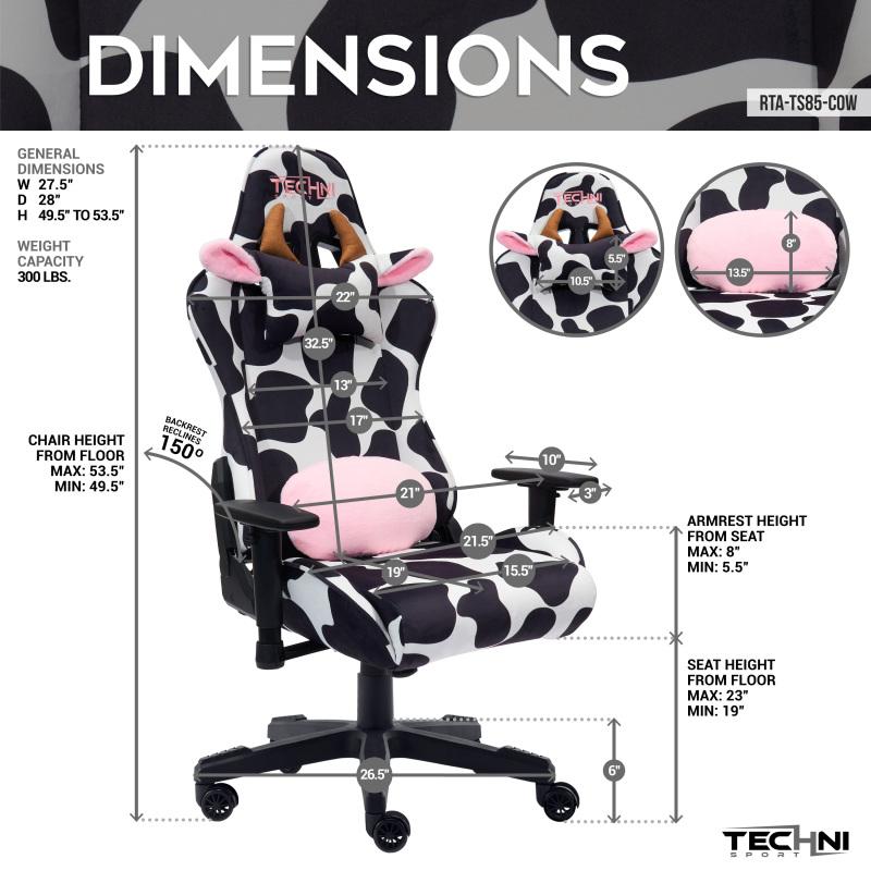 COW Print Gaming Chair, Comfortable Video Gaming Desk Chair, Office Chair COW Print Gaming Chair, Comfortable Video Gaming Desk Chair, Office Chair