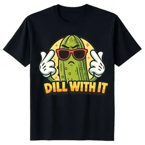 100% Premium Cotton graphic tees Dill with It Funny Pickle Vegetable Pun T-Shirt