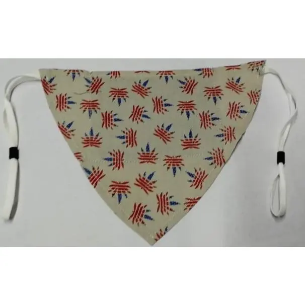 100% Linen Fabric Facial Hankerchief in Colorful Hemp Print with Ear Loop+filter