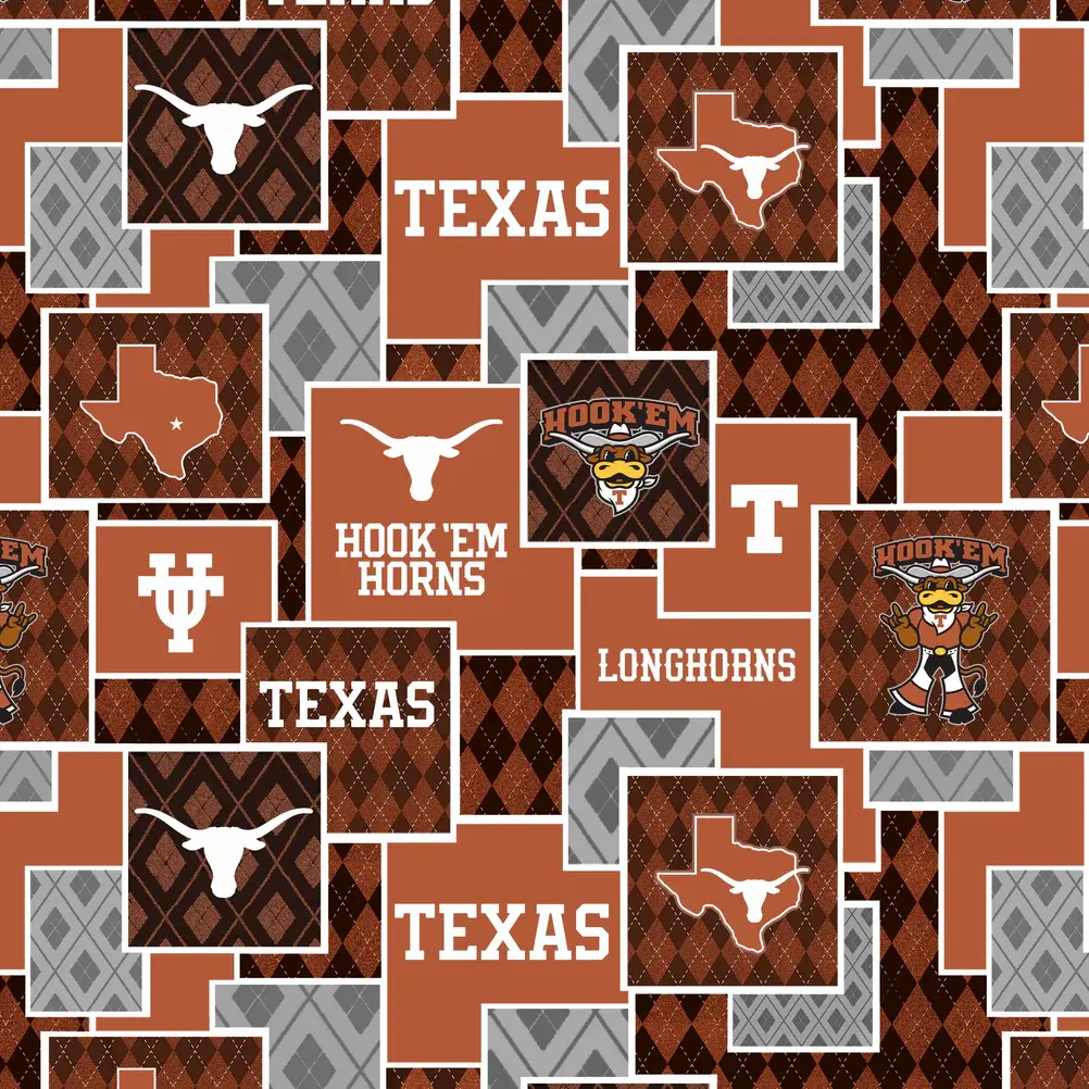 Fabric Sykel Enterprises University of Texas Argyle Boxes by the Quarter Yard TX1371