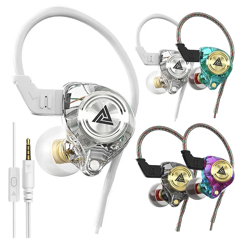 AK3 3.5mm Wired Gaming Earbuds - Portable Electronic Noise Reduction IEMs with HiFi Stereo, 3D Sound, Deep Bass, Built-in Mic, Durable Casing, Lightweight (Black, Clear, Green, Purple) for Gaming, Live Chat, Cool Gadgets for Adults, Teen Boy Gift