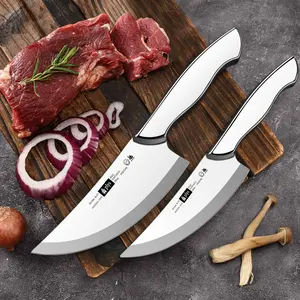 All-Steel Bone Knife with Leather Sheath. Professional Grade Meat Cleaver with Comfortable Grip for Outdoor Barbecue and Home Kitchens - Chef Fixed Blade Knives