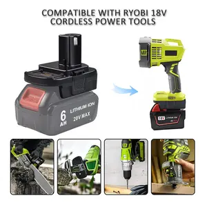 18V Li-ion Batteries - Compatible with De-Walt 20V & Mil-Waukee 18V Tools, Portable Cordless Charging Station (Batteries Not Included), Battery Adapter