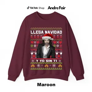 El Buki Llega Navidad Ugly Christmas Sweater Crew Neck Sweatshirt Funny Holiday Jumper Xmas Party Winter Pullover Gift Men Women
