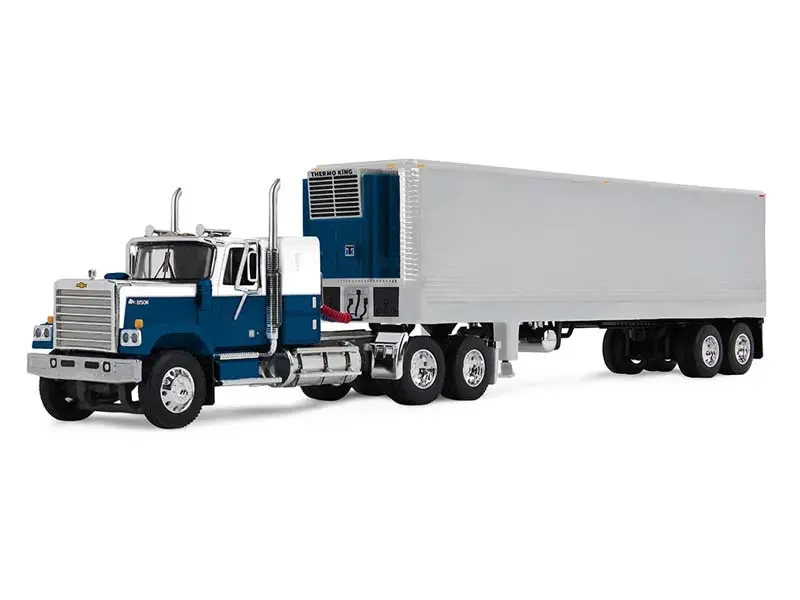 Chevrolet Bison w/ 34" Flat Top Sleeper & 40' Vintage Trailer w/ Reefer Diecast 1:64 Scale Model - DCP 60-2345