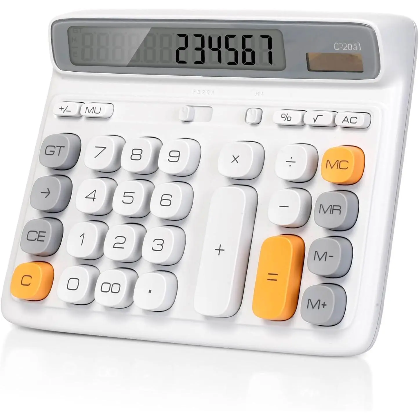 Desk Calculator with 12 Digits Large LCD Display, Solar  Dual Power, Large   Basic Calculator for  Office School