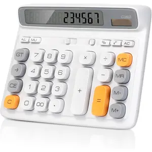 Desk Calculator with 12 Digits Large LCD Display, Solar  Dual Power, Large   Basic Calculator for  Office School