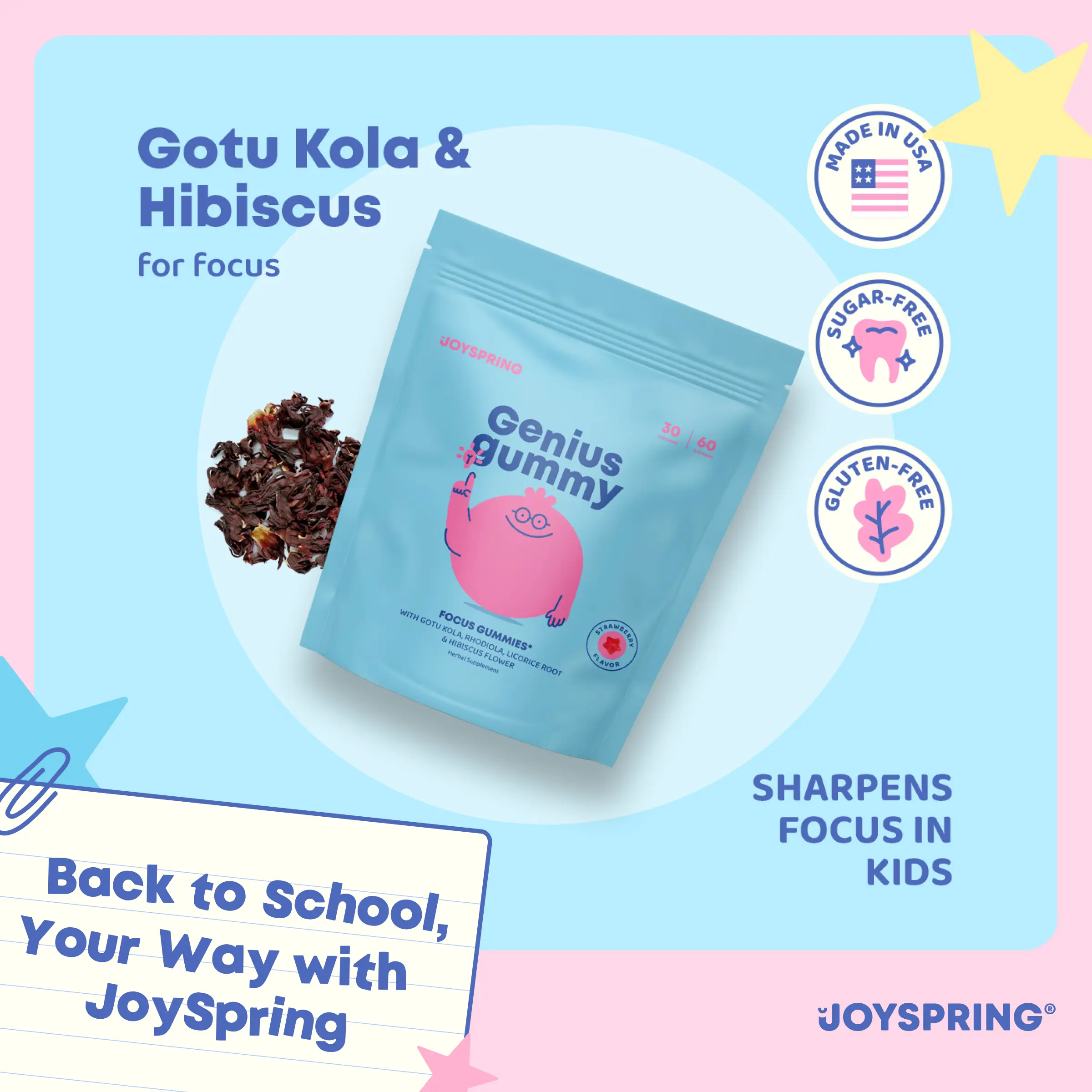 JoySpring Genius Gummies – Natural Ingredient Focus Gummies for a Calmer & More Focused Mind