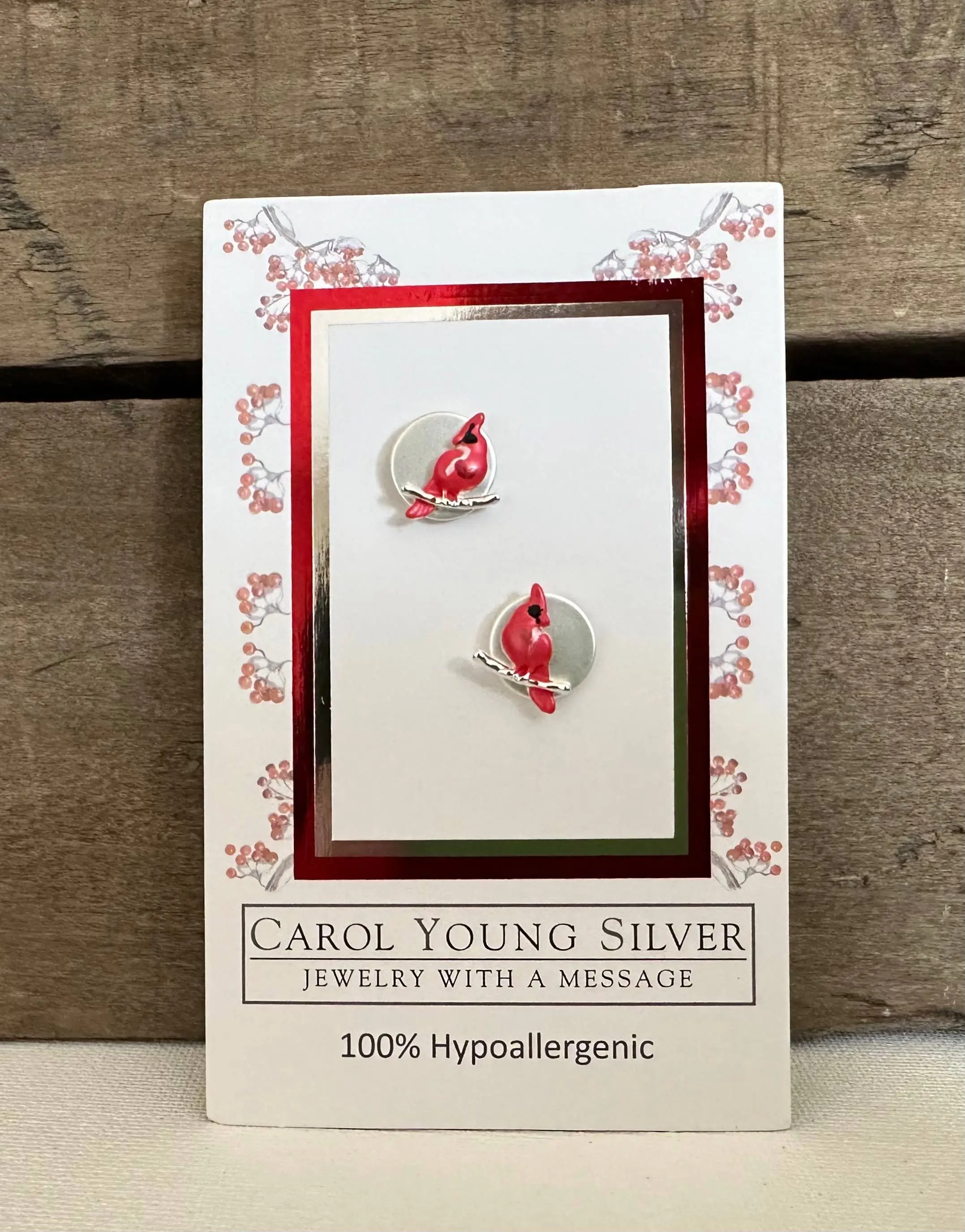 Cardinal on Branch Jewelry/Disk Earrings
