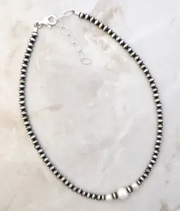 Desert Pearls & 3 White Pearl Necklace Sterling Silver