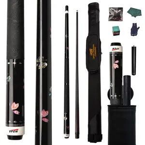 Carbon-Fiber Pool Cue LD Shaft with 1/2 Joint for Spin Control - Heavy-Duty Black Shell Inlaid Leather Grip, Water-Resistant & Splice-Proof Tip (11.8mm) w/ Extension - Professional Billiard Cue Stick
