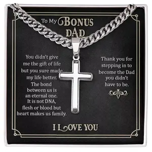 Bonus Dad Gift Idea, Bonus Dad Cuban Necklace, Best Gift for Stepdad From Bonus Daughter Bonus Son, Stepfather Gift on Father's Day, Thank Bonus Dad Gifts