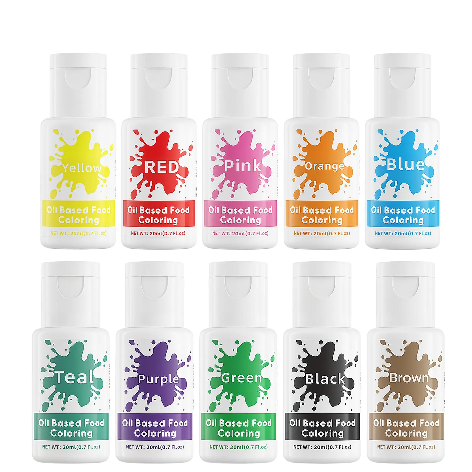 Oil-Based Food Coloring Set - 10 Colors, 20ML Gluten-Free Unflavored Dye for Chocolate Cake Decorating, Slime & Bath Bombs, Nata Bake Supplies with Pink Fondant Compatibility