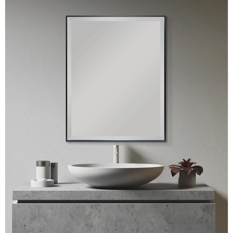 Mainstays Beveled Modern Rectangular Wall Mirror, 23x29, Black