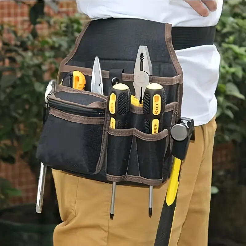 Hardware Electrician Tool Bag, Multi-Purpose Waist Pouch, Belt Tool Pouch, Oxford Fabric, Repair Kit, One Electrician Waist Bag Included, Construction Tool Pouch