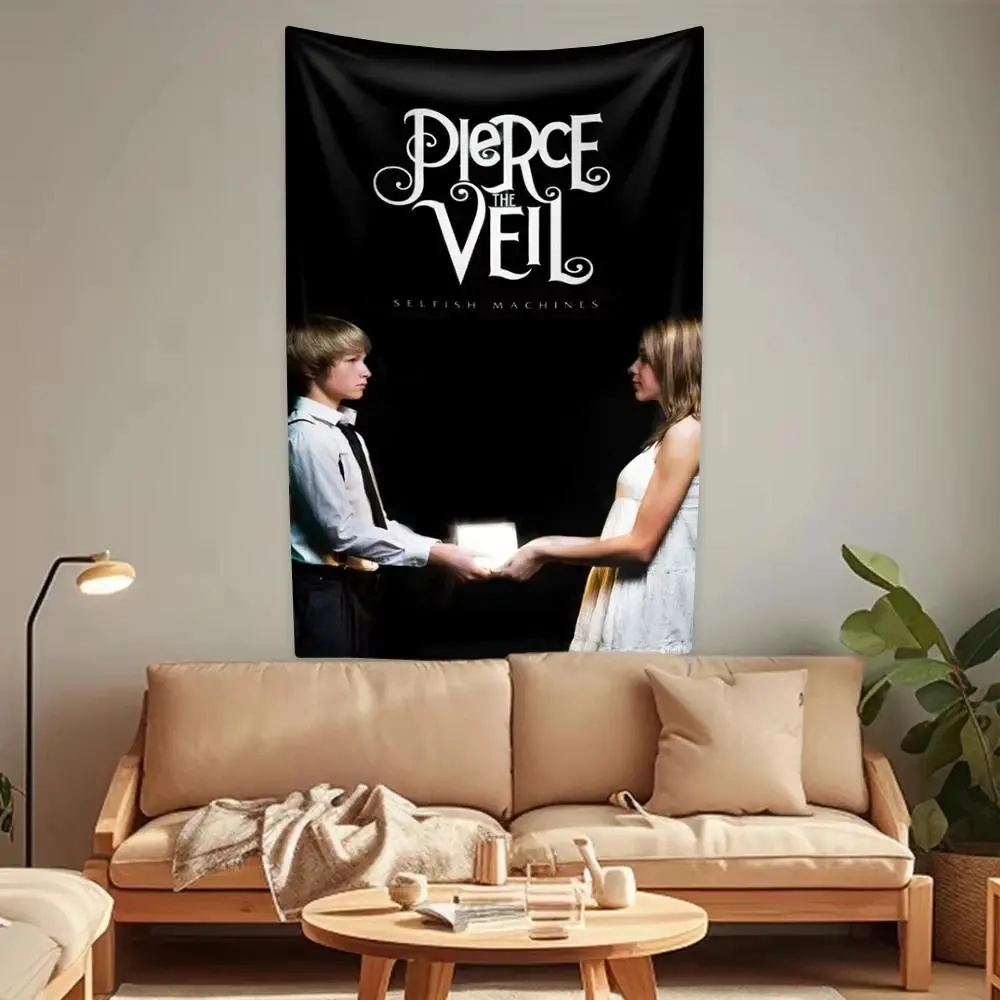 Rock Band Tapestry P-Pierce The Veils Flag Poster Banner Music Art Home Decor Headboard Aesthetic Background Cloth Concert Party