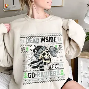 Las Vegas Football Ugly Sweatshirt, Dead Inside But Go Raiders Sweatshirt, Football Sweatshirt, Football Fan Christmas Shirt