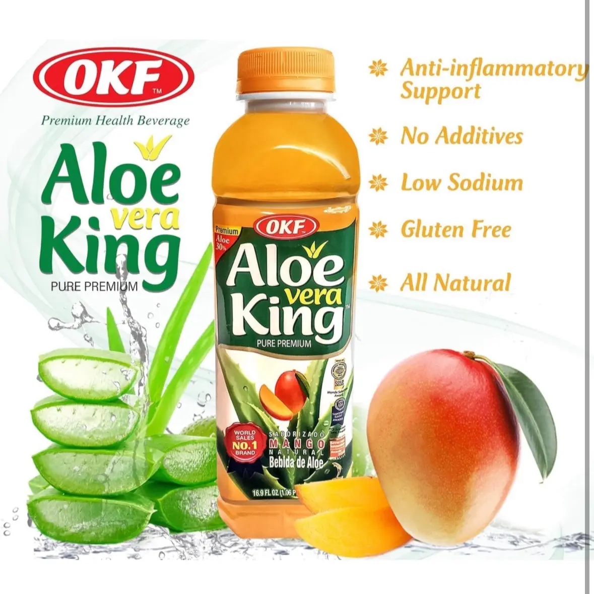 OKF Aloe Vera King Drink  Flavor includes Coco, Original, Grape, Mango,  Pineapple, Watermelon, Pomegranate, Gold Kiwi, Peach, Strawberry, and Sugar  Free Aloe Vera Juice (12 Flavors) (Pack of 12) Organic - TikTok Shop