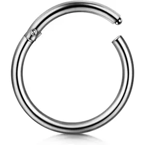 Grade 23 Solid Titanium 20G Nose Rings Hoops Hinged Hoop Earrings for Cartilage Tragus Conch Daith Earrings