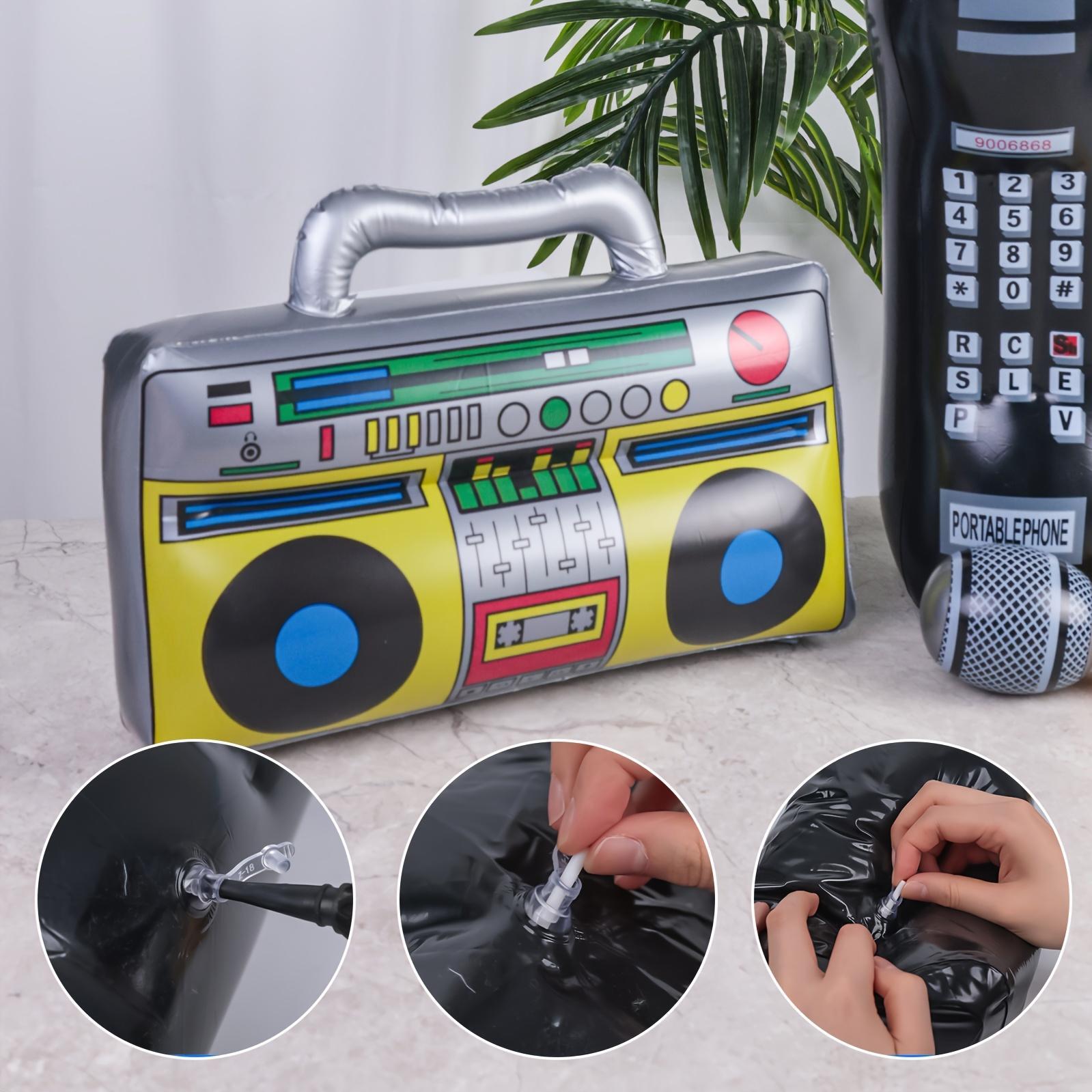 3pcs Inflatable Props for Party, Inflatable Mobile Phone Boombox Blow Up Microphone for 80S for party Decorations Hip Hop Theme Birthday for party Supplies, Back to School, Graduation for party Supplies