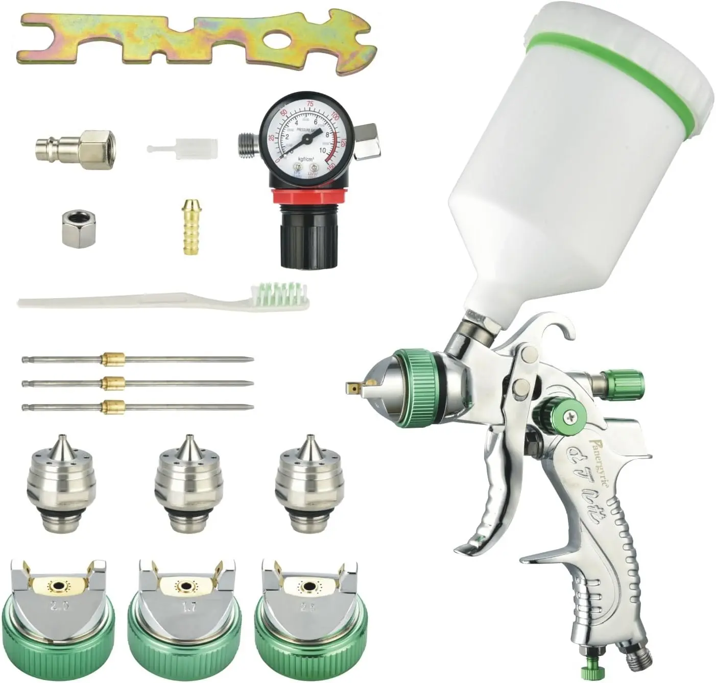HVLP Spray Gun Kit Air Spray Gun with 1.7, 2.0, 2.5mm Nozzles 20oz 600cc with Gauge for Auto, Primer, Clear/Top Coat &-Up