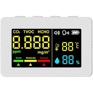 Electrochemical Formaldehyde Sensor Air Quality Detector HCHO TVOC CO2 Tester High Precise Temperature Humidity Test Meter with Alarm Function Full-Color LCD Display & Intelligent Alarm System