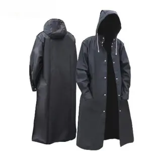 Men's Waterproof Hooded Raincoat Reusable Eva Long Raincoat, Windproof Water-Resistant Thick Jacket for Hiking Fishing Walking Outdoor Activities