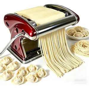 LEONEBEB Pasta Maker Stainless Steel - 2-in-1 Manual Noodle Machine with 2mm & 4mm Cutters, Adjustable Thickness 0.1-5mm for Spaghetti, Fettuccine, Ramen, Dumpling Wrappers