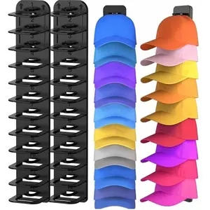 2 Upgraded Oversized Baseball Cap Organizers. Hold 24 caps, install easily without drilling. Ideal for closet doors, wardrobes, and walls—transform any space into a tidy hat displa