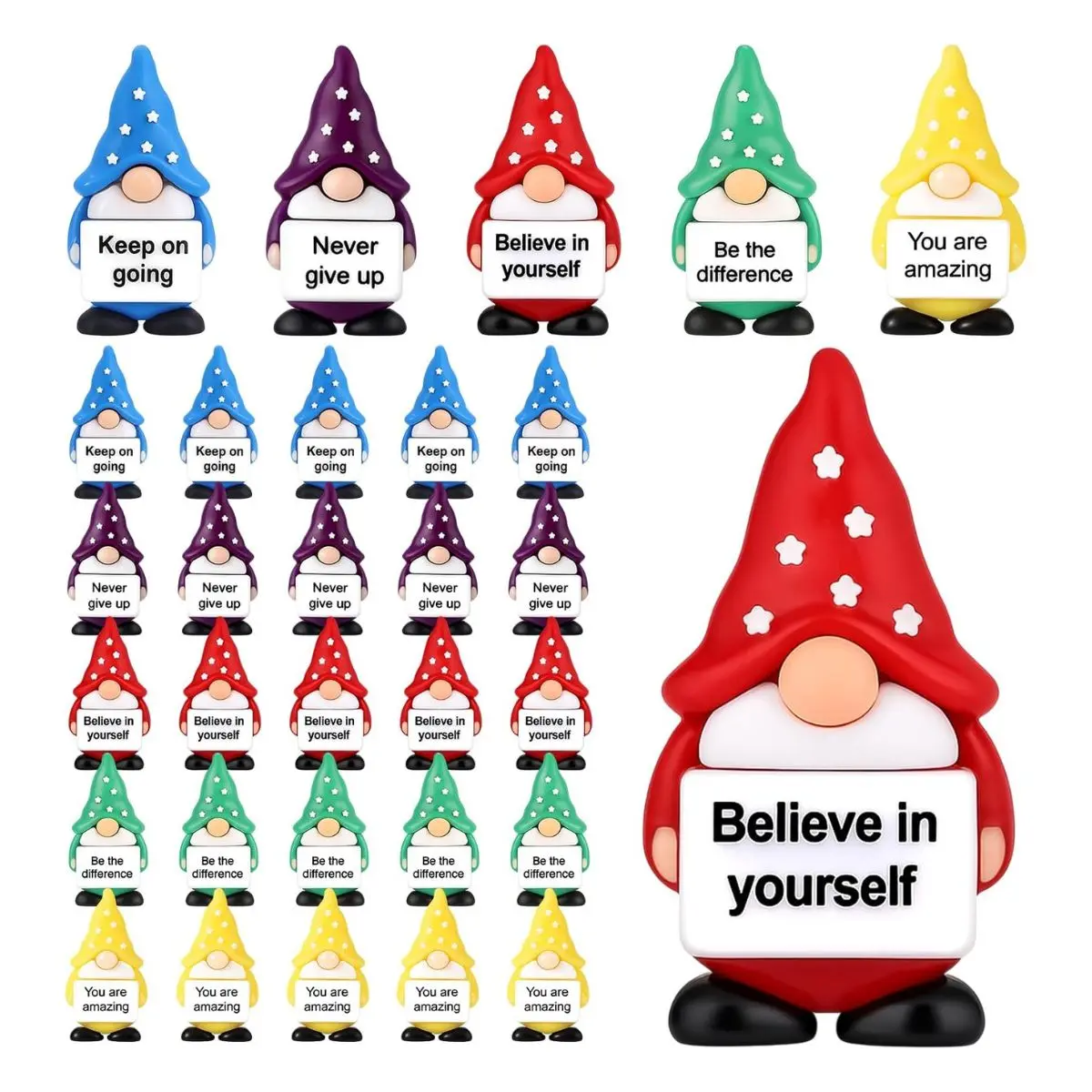 25PCS Inspirational Mini Gnomes – Resin Uplifting Garden Figurines Set