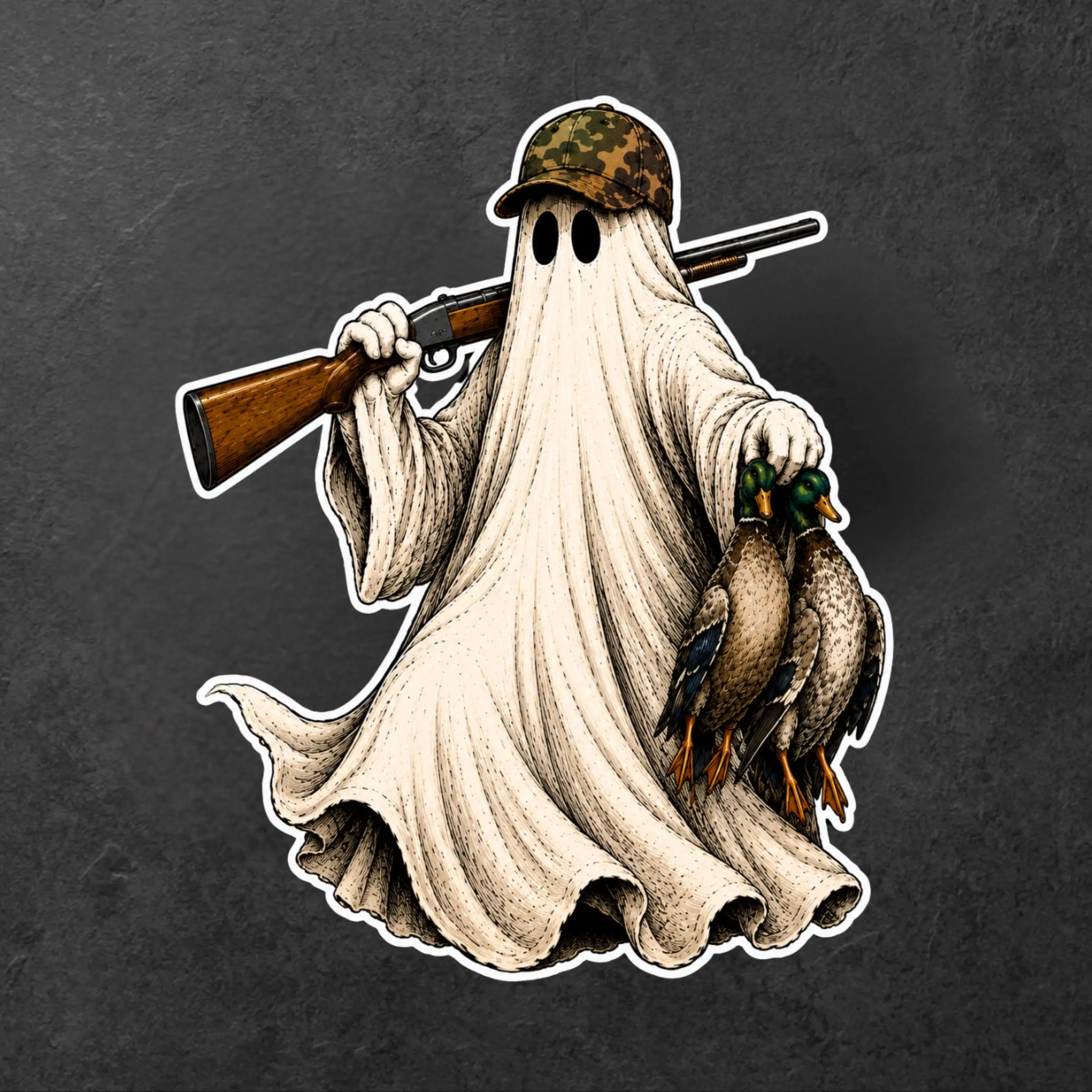 Ghost Hunter Duck Hunting Sticker, Funny Waterfowl Hunter Vinyl Decal, Camo Ghost Waterproof Laptop Car Window Hunting Gift
